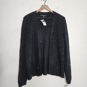 Lane Bryant Sparkly Sequin Knit Cardigan in Black Women's Size 10/12 NWT